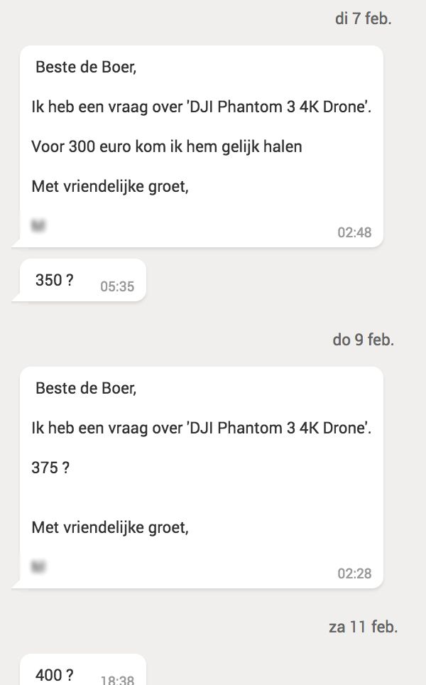 Ik bied de helft, en dan steeds iets meer