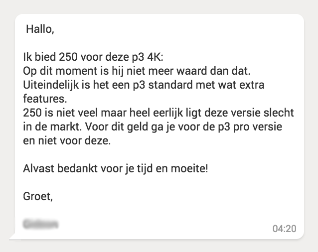 Ooh ok doe dan maar voor 250