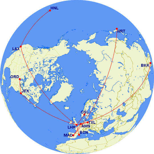 ams-lhr-lax-hnl-lax-lhr-ams,osl-lhr-jfk,ord-jfk-lhr-txl,bcn-lhr-bkk,nrt-mad-ams