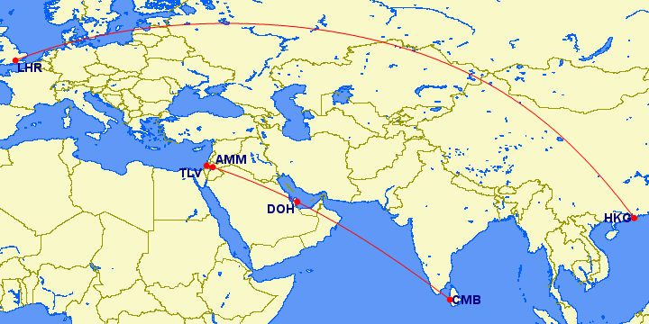 tlv-amm-doh-cmb,hkg-lhr